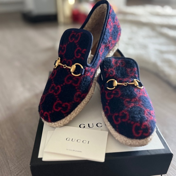 Gucci Fria Horsebit Loafers GG Wool - Picture 1 of 6